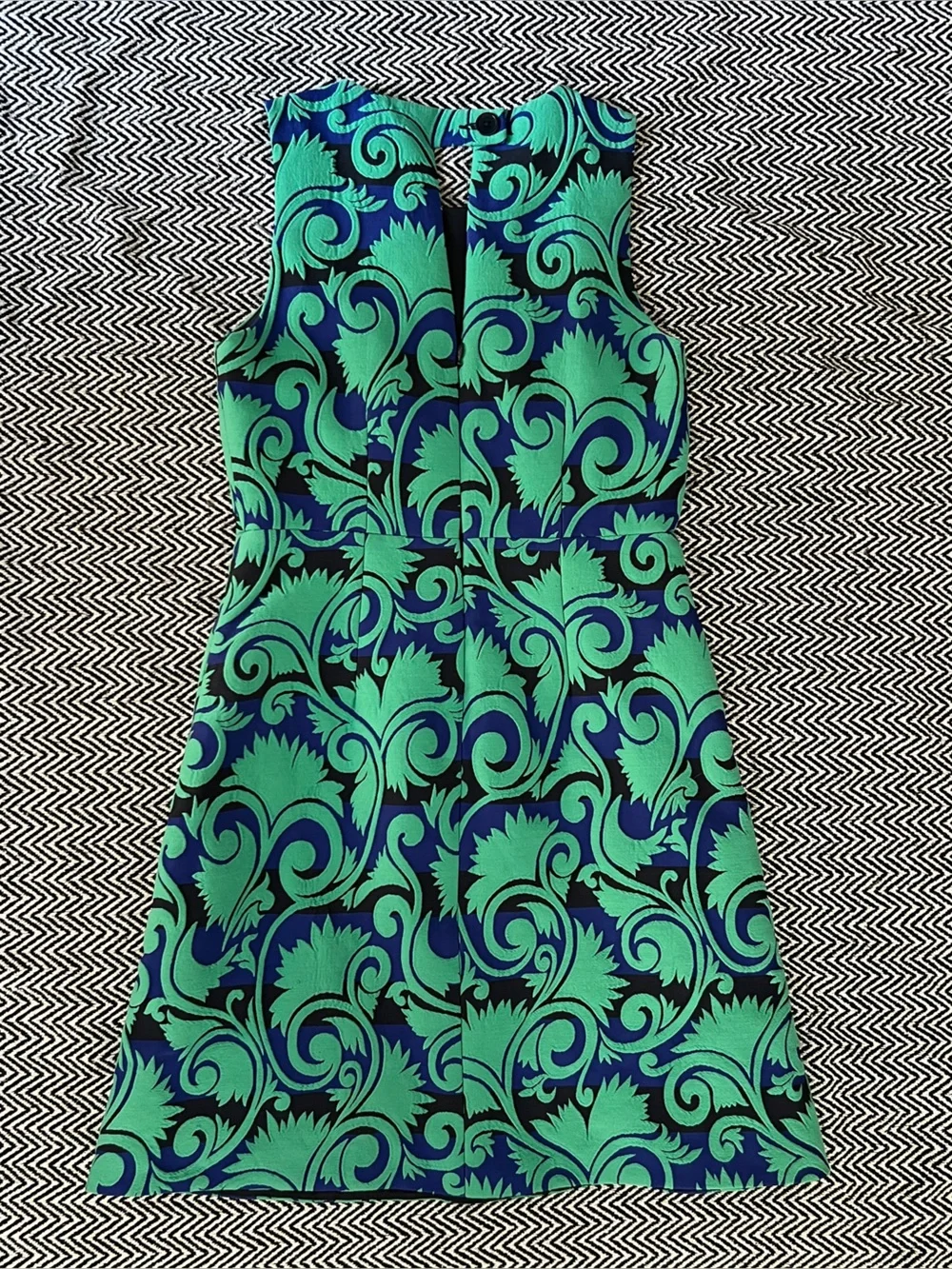 J. Crew Green and Blue Patterned Sleeveless Dress